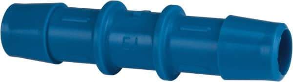 Made in USA - 1/2" Barb, HDPE Single Barbed Tube Straight Coupler - Blue, Male - Exact Tool & Supply