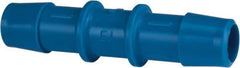 Made in USA - 1/2" Barb, HDPE Single Barbed Tube Straight Coupler - Blue, Male - Exact Tool & Supply