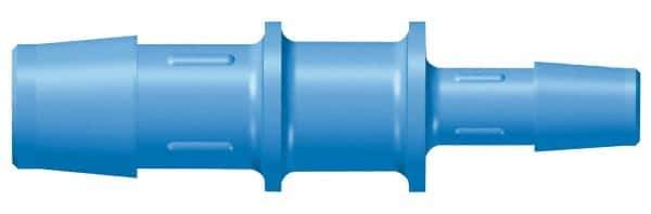 Made in USA - 1 x 1/2" Barb, Kynar Single Barbed Tube Reducer - Blue, Male - Exact Tool & Supply