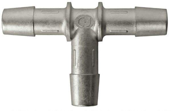 Made in USA - 0.685" Tube ID, Metal Barbed Tube Tee - Stainless Steel - Exact Tool & Supply