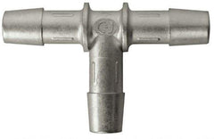 Made in USA - 0.685" Tube ID, Metal Barbed Tube Tee - Stainless Steel - Exact Tool & Supply