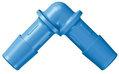 Made in USA - 1/2" Barb, HDPE Single Barbed Tube Elbow - Blue, Male - Exact Tool & Supply