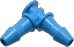 Made in USA - 1/8" Barb, HDPE Single Barbed Tube Elbow - Blue, Male - Exact Tool & Supply