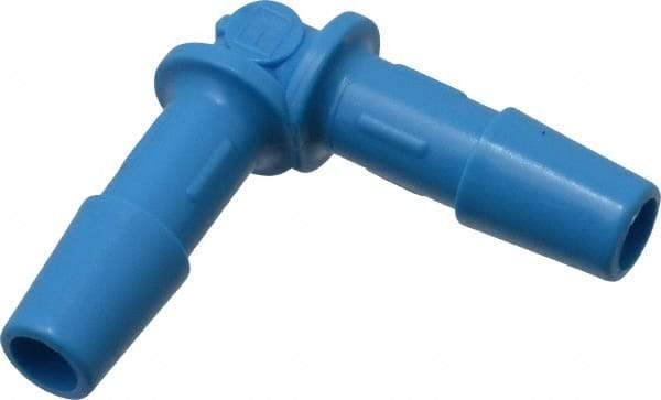 Made in USA - 1/4" Barb, HDPE Single Barbed Tube Elbow - Blue, Male - Exact Tool & Supply