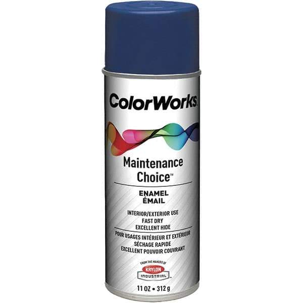 Krylon - Navy Blue, Enamel Spray Paint - 15 to 18 Sq Ft per Can, 16 oz Container, Use on General Industrial Maintenance & Touch-up Work - Exact Tool & Supply