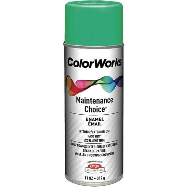 Krylon - Safety Green, Enamel Spray Paint - 15 to 18 Sq Ft per Can, 16 oz Container, Use on General Industrial Maintenance & Touch-up Work - Exact Tool & Supply