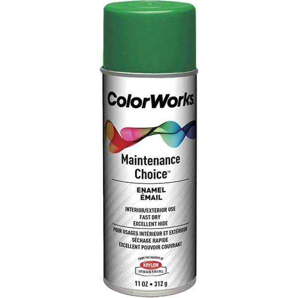 Krylon - Emerald Green, Enamel Spray Paint - 15 to 18 Sq Ft per Can, 16 oz Container, Use on General Industrial Maintenance & Touch-up Work - Exact Tool & Supply