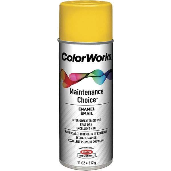 Krylon - Safety Yellow, Enamel Spray Paint - 15 to 18 Sq Ft per Can, 16 oz Container, Use on General Industrial Maintenance & Touch-up Work - Exact Tool & Supply