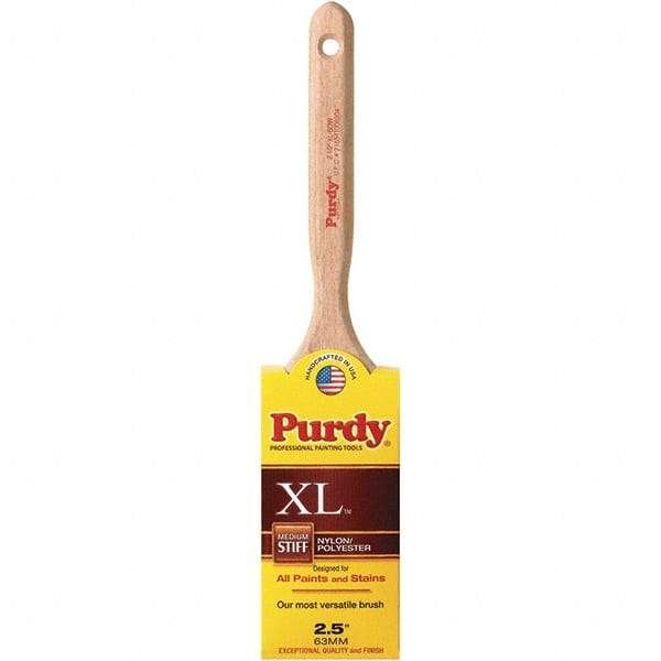 Purdy - 2-1/2" Flat Synthetic Sash Brush - 2-15/16" Bristle Length, 6" Wood Fluted Handle - Exact Tool & Supply