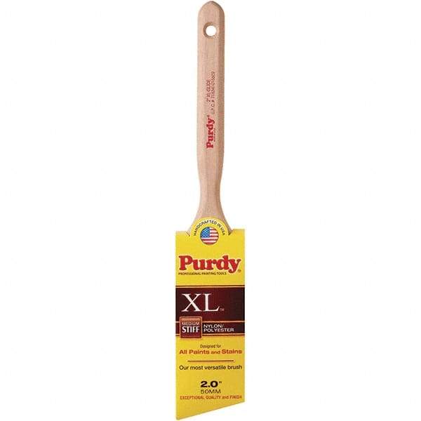 Purdy - 2" Angled Synthetic Sash Brush - 2-11/16" Bristle Length, 6" Wood Fluted Handle - Exact Tool & Supply