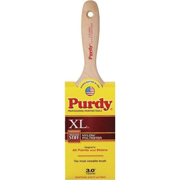 Purdy - 3" Flat Synthetic General Purpose Paint Brush - 3-7/16" Bristle Length, 6" Wood Beavertail Handle - Exact Tool & Supply