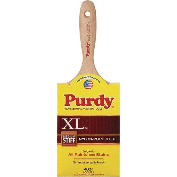 Purdy - 4" Synthetic General Purpose Paint Brush - 3-15/16" Bristle Length, 6" Wood Beavertail Handle - Exact Tool & Supply