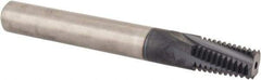 Iscar - 1/4-18 to 3/8-18 NPT, 3/8" Cutting Diam, 4 Flute, Solid Carbide Helical Flute Thread Mill - Internal/External Thread, 0.64" LOC, 3" OAL, 3/8" Shank Diam - Exact Tool & Supply