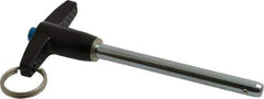 Gibraltar - 1/4" Diam, 2-1/2" Usable Length, T Handle, Quick Release Pin - Grade 4130 Steel, Zinc-Plated Finish - Exact Tool & Supply