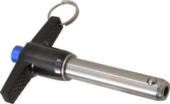 Gibraltar - 5/8" Diam, 2-1/2" Usable Length, T Handle, Quick Release Pin - Grade 17-4 Stainless Steel, Bright Finish - Exact Tool & Supply