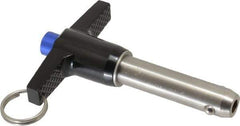 Gibraltar - 5/8" Diam, 2" Usable Length, T Handle, Quick Release Pin - Grade 17-4 Stainless Steel, Bright Finish - Exact Tool & Supply