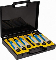 Noga - 7 Piece High Speed Steel Blade Hand Deburring Tool Set - S, C, D, L, K Blade Holder, S20, S30, S100;C20;D50, D66;T80;L3;N80K Blades, For Holes, Straight Edge, Curved Edge, Bushing Scraping, External Shaft, Small Ridges - Exact Tool & Supply