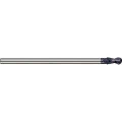 Ball End Mill: 0.1875″ Dia, 0.281″ LOC, 4 Flute, Solid Carbide 2-1/2″ OAL, 5/32″ Shank Dia, 35 ° Helix, AlTiN Coated, Single End