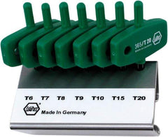 Wiha - 7 Piece T6 to T20 Chrome Vanadium Molybdenum Wing Handle Torx Key Set - T6, T7, T8, T9, T10, T15, T20 Torx Size - Exact Tool & Supply