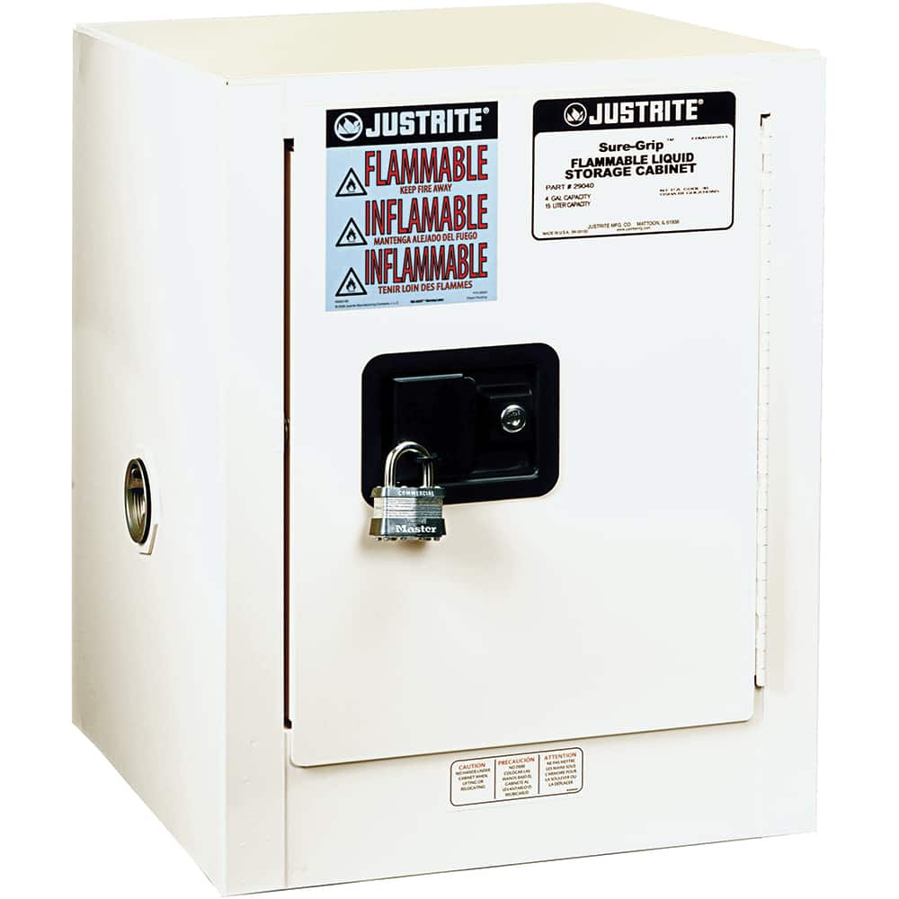 Justrite - 1 Door 1 Shelf 4 Gal Space Saver Safety Cabinet for Flammable Substances - Exact Tool & Supply