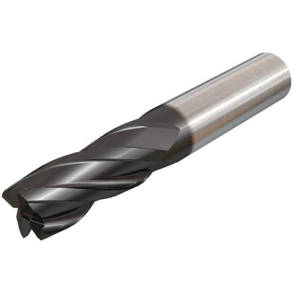 Iscar - 2.5mm, 7mm LOC, 3mm Shank Diam, 38mm OAL, 4 Flute, Solid Carbide Square End Mill - Single End, TiAlN Finish, Spiral Flute, 30° Helix, Right Hand Cut, Right Hand Flute - Exact Tool & Supply