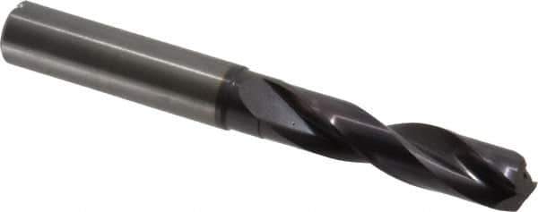 Guhring - 7/16" 140° Spiral Flute Solid Carbide Screw Machine Drill Bit - FIREX Finish, Right Hand Cut, 55mm Flute Length, 102mm OAL, SU Point, Straight Shank, Through Coolant - Exact Tool & Supply
