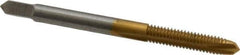 Hertel - #8-32 UNC, 2 Flute, TiN Finish, High Speed Steel Spiral Point Tap - Plug Chamfer, Right Hand Thread, 2-1/8" OAL, 2B Class of Fit - Exact Tool & Supply