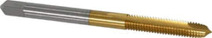 Hertel - #10-32 UNF, 2 Flute, TiN Finish, High Speed Steel Spiral Point Tap - Plug Chamfer, Right Hand Thread, 2-3/8" OAL, 2B Class of Fit - Exact Tool & Supply
