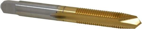 Hertel - 5/16-24 UNF, 2 Flute, TiN Finish, High Speed Steel Spiral Point Tap - Plug Chamfer, Right Hand Thread, 2-23/32" OAL, 3B Class of Fit - Exact Tool & Supply