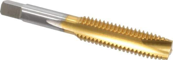 Hertel - 1/2-13 UNC, 3 Flute, TiN Finish, High Speed Steel Spiral Point Tap - Plug Chamfer, Right Hand Thread, 3-3/8" OAL, 3B Class of Fit - Exact Tool & Supply