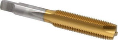 Hertel - 1/2-20 UNF, 3 Flute, TiN Finish, High Speed Steel Spiral Point Tap - Plug Chamfer, Right Hand Thread, 3-3/8" OAL, 3B Class of Fit - Exact Tool & Supply
