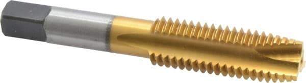 Hertel - 5/8-11 UNC, 3 Flute, TiN Finish, High Speed Steel Spiral Point Tap - Plug Chamfer, Right Hand Thread, 3-13/16" OAL, 3B Class of Fit - Exact Tool & Supply