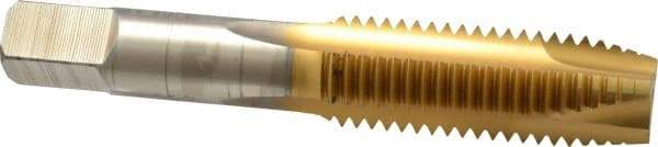 Hertel - 3/4-10 UNC, 3 Flute, TiN Finish, High Speed Steel Spiral Point Tap - Plug Chamfer, Right Hand Thread, 4-1/4" OAL - Exact Tool & Supply