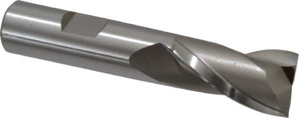 Hertel - 3/4", 1-5/16" LOC, 5/8" Shank Diam, 3-7/16" OAL, 2 Flute, Cobalt Square End Mill - Single End, Uncoated, Spiral Flute, 30° Helix, Centercutting, Right Hand Cut, Right Hand Flute - Exact Tool & Supply