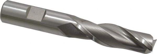 Hertel - 5/8", 2" LOC, 5/8" Shank Diam, 4-1/8" OAL, 2 Flute, Cobalt Square End Mill - Single End, Uncoated, Spiral Flute, 30° Helix, Centercutting, Right Hand Cut, Right Hand Flute - Exact Tool & Supply