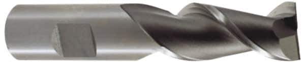Hertel - 3/8", 2-1/2" LOC, 3/8" Shank Diam, 4-1/4" OAL, 2 Flute, Cobalt Square End Mill - Single End, Uncoated, Spiral Flute, 30° Helix, Centercutting, Right Hand Cut, Right Hand Flute - Exact Tool & Supply