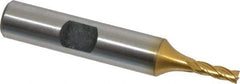 Hertel - 1/8", 3/8" LOC, 3/8" Shank Diam, 2-5/16" OAL, 4 Flute, Cobalt Square End Mill - Single End, TiN Finish, Spiral Flute, 30° Helix, Centercutting, Right Hand Cut, Right Hand Flute - Exact Tool & Supply