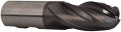 Hertel - 1" Diam, 2" LOC, 4 Flute Cobalt Ball End Mill - TiCN Finish, Single End, 4-1/2" OAL, 1" Shank Diam, Spiral Flute - Exact Tool & Supply