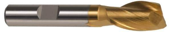 Hertel - 3/4", 1-5/8" LOC, 1/2" Shank Diam, 3-5/8" OAL, 2 Flute, High Speed Steel Square End Mill - Single End, TiN Finish, Spiral Flute, 42° Helix, Centercutting, Right Hand Cut, Right Hand Flute - Exact Tool & Supply