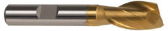 Hertel - 3/4", 1-5/8" LOC, 1/2" Shank Diam, 3-5/8" OAL, 2 Flute, High Speed Steel Square End Mill - Single End, TiN Finish, Spiral Flute, 42° Helix, Centercutting, Right Hand Cut, Right Hand Flute - Exact Tool & Supply