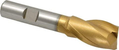 Hertel - 3/4", 1-5/16" LOC, 1/2" Shank Diam, 3-5/16" OAL, 2 Flute, Cobalt Square End Mill - Single End, TiN Finish, Spiral Flute, 30° Helix, Centercutting, Right Hand Cut, Right Hand Flute - Exact Tool & Supply