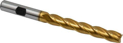 Hertel - 3/8", 2-1/2" LOC, 3/8" Shank Diam, 4-1/4" OAL, 4 Flute, Cobalt Square End Mill - Single End, TiN Finish, Centercutting - Exact Tool & Supply