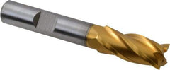 Hertel - 7/16", 1" LOC, 3/8" Shank Diam, 2-11/16" OAL, 4 Flute, Cobalt Square End Mill - Single End, TiN Finish, Spiral Flute, 30° Helix, Centercutting, Right Hand Cut, Right Hand Flute - Exact Tool & Supply