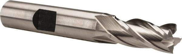 Hertel - 11/32", 3/4" LOC, 3/8" Shank Diam, 2-1/2" OAL, 4 Flute, High Speed Steel Square End Mill - Single End, Uncoated, Spiral Flute, 30° Helix, Centercutting, Right Hand Cut, Right Hand Flute - Exact Tool & Supply