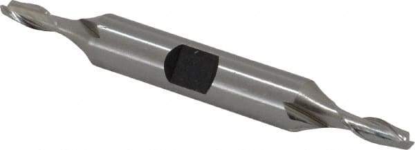 Hertel - 11/64", 7/16" LOC, 3/8" Shank Diam, 3-1/8" OAL, 2 Flute, High Speed Steel Square End Mill - Double End, Uncoated, Spiral Flute, 30° Helix, Centercutting, Right Hand Cut, Right Hand Flute - Exact Tool & Supply