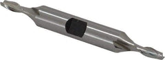 Hertel - 11/64", 7/16" LOC, 3/8" Shank Diam, 3-1/8" OAL, 2 Flute, High Speed Steel Square End Mill - Double End, Uncoated, Spiral Flute, 30° Helix, Centercutting, Right Hand Cut, Right Hand Flute - Exact Tool & Supply