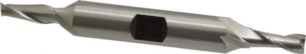 Hertel - 13/64", 1/2" LOC, 3/8" Shank Diam, 3-1/8" OAL, 2 Flute, High Speed Steel Square End Mill - Double End, Uncoated, Spiral Flute, 30° Helix, Centercutting, Right Hand Cut, Right Hand Flute - Exact Tool & Supply