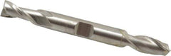 Hertel - 23/64", 9/16" LOC, 3/8" Shank Diam, 3-1/8" OAL, 2 Flute, High Speed Steel Square End Mill - Double End, Uncoated, Spiral Flute, 30° Helix, Centercutting, Right Hand Cut, Right Hand Flute - Exact Tool & Supply