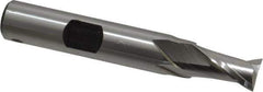 Hertel - 11/32", 9/16" LOC, 3/8" Shank Diam, 2-5/16" OAL, 2 Flute, High Speed Steel Square End Mill - Single End, Uncoated, Spiral Flute, 30° Helix, Centercutting, Right Hand Cut, Right Hand Flute - Exact Tool & Supply