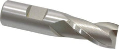 Hertel - 23/32", 1-5/16" LOC, 3/4" Shank Diam, 3-5/16" OAL, 2 Flute, High Speed Steel Square End Mill - Single End, Uncoated, Spiral Flute, 30° Helix, Centercutting, Right Hand Cut, Right Hand Flute - Exact Tool & Supply